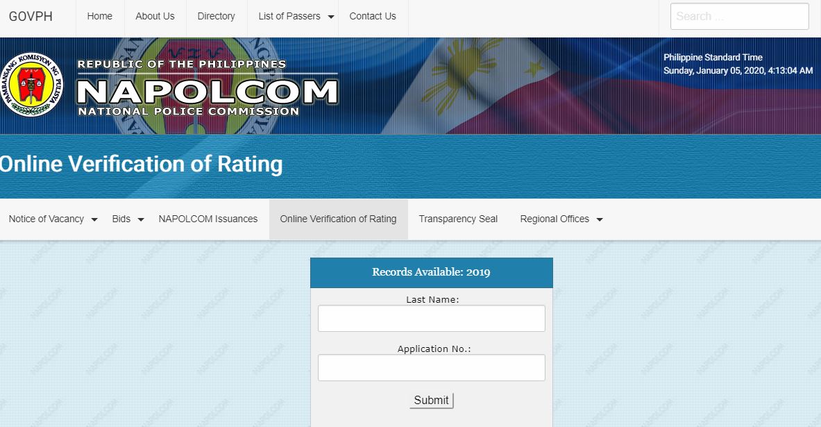 napolcom verification of rating