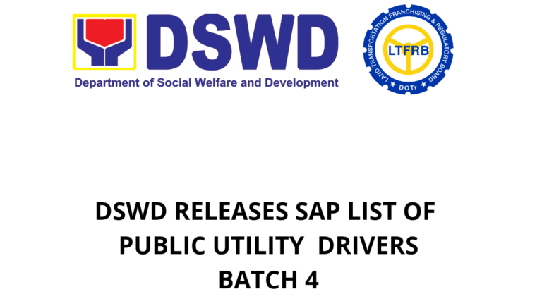 DSWD Releases Sap List Of Drivers LTFRB Batch 4 Beneficiaries NewsToGov